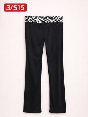 Black Cropped Leggings Size M High Waisted Stretch Yoga Pants Activewear